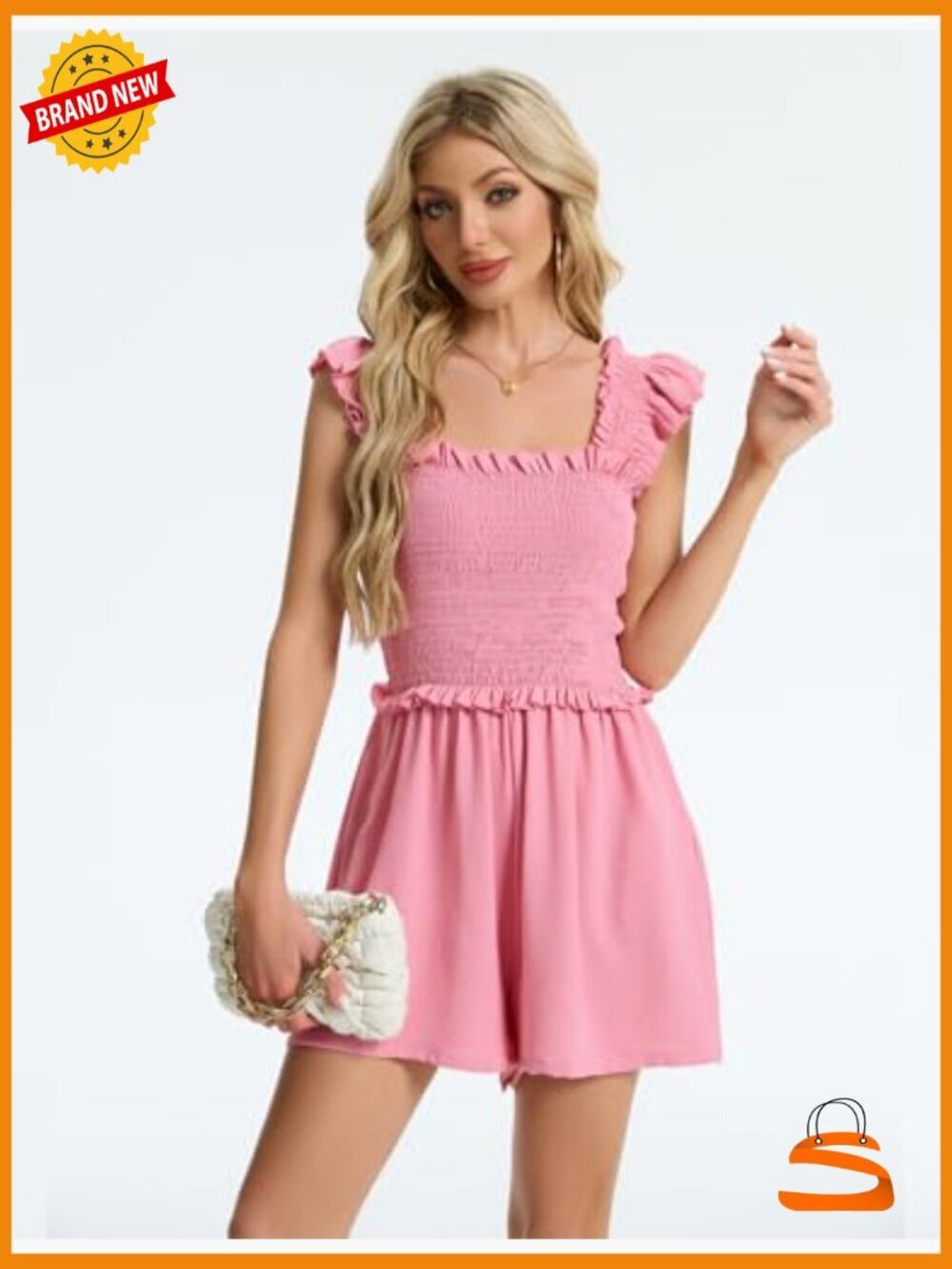 Elegant Ruffle Sleeveless Loose Short Jumpsuit with Pockets - Picture 4 of 6